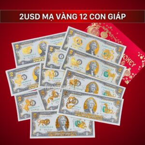 Tiền 2USD Mạ Vàng 12 Con Giáp, 2 Đô 12 Con Giáp