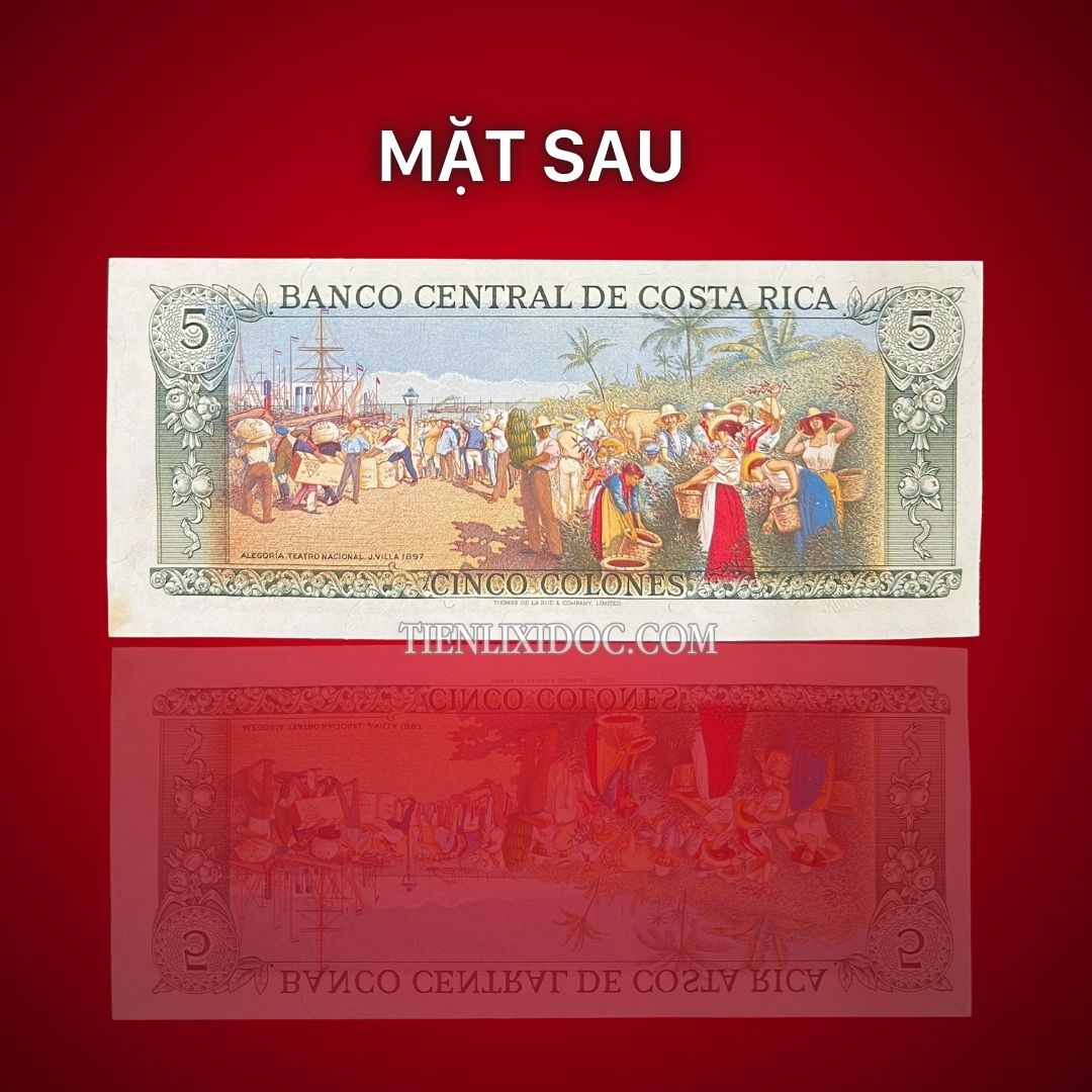 Mặt Sau Tờ tiền Costa Rica 5 colones Mua May Bán Đắt