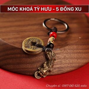 Móc Khóa Tỳ Hưu Đồng Xu Chiêu Tài Hút Lộc