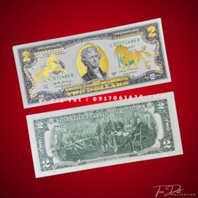 Tiền 2usd hình ngựa mạ vàng