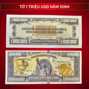 Tiền 1 Triệu USD Seri Năm Sinh Mạ Vàng Hình Rồng